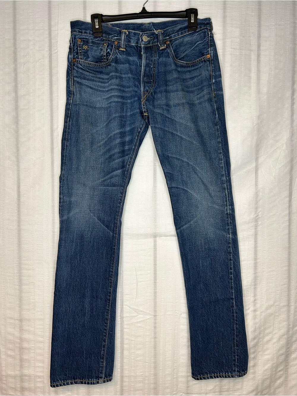 Double RL RRL Slim Fit Japanese Selvedge Denim Made In USA Button Fly 31x32